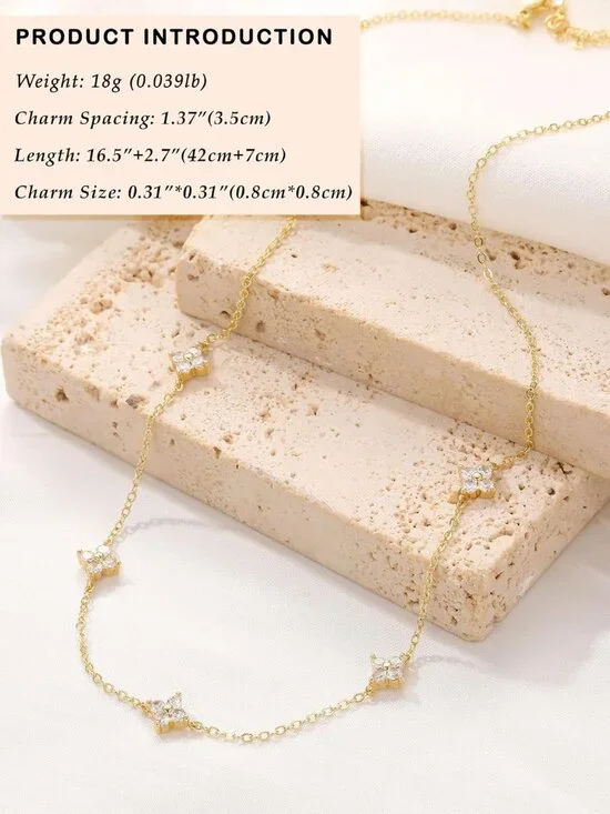 Dainty Silver Gold Necklaces for Women Trendy Non Tarnish 14K Gold Plated Cubic - Picture 4 of 9